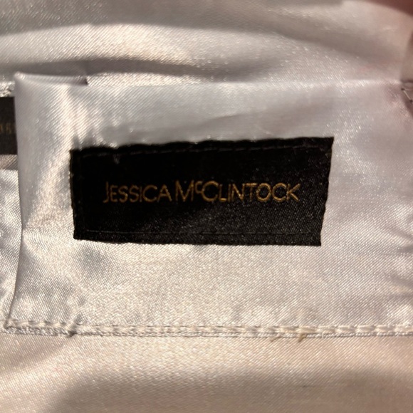 JESSICA MCCLINTOCK Silver Metallic Clutch Crossbody Bag Studded Look - Picture 13 of 15
